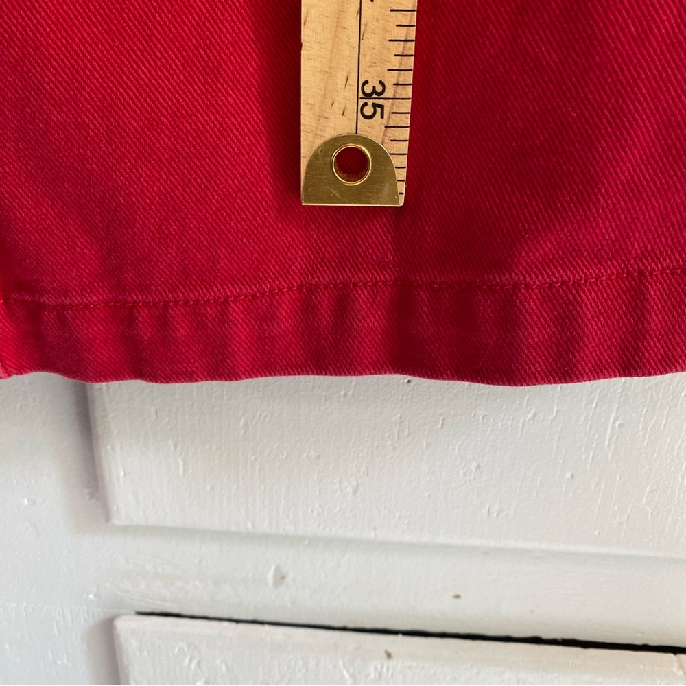 Vtg Newport News Jeanology Long Red Button-Front Denim Coat Dress Patriotic 12 - Picture 8 of 12